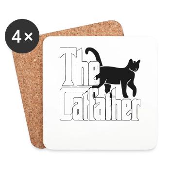 Cat Dad The Catfather Crazy Cat Father Kitty Daddy - Coasters (set of 4) - white - Front