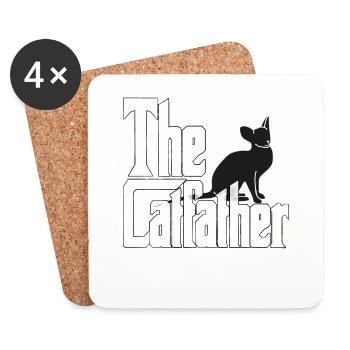 Cat Dad The Catfather Crazy Cat Father Kitty Daddy - Dessous de verre (lot de 4) - blanc - Devant