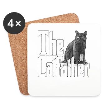 Cat Dad The Catfather Crazy Cat Father Kitty Daddy - Dessous de verre (lot de 4) - blanc - Devant