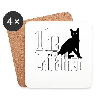 Cat Dad The Catfather Crazy Cat Father Kitty Daddy - Dessous de verre (lot de 4) - blanc - Devant