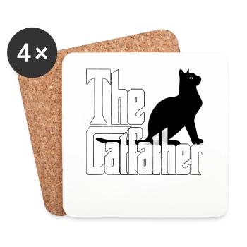 Cat Dad The Catfather Crazy Cat Father Kitty Daddy - Dessous de verre (lot de 4) - blanc - Devant