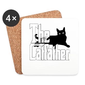 Cat Dad The Catfather Crazy Cat Father Kitty Daddy - Dessous de verre (lot de 4) - blanc - Devant