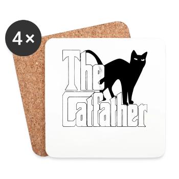 Cat Dad The Catfather Crazy Cat Father Kitty Daddy - Dessous de verre (lot de 4) - blanc - Devant