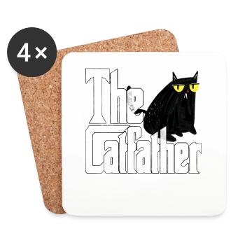 Cat Dad The Catfather Crazy Cat Father Kitty Daddy - Dessous de verre (lot de 4) - blanc - Devant