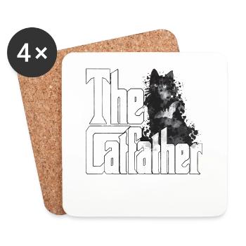 Cat Dad The Catfather Crazy Cat Father Kitty Daddy - Coasters (set of 4) - white - Front