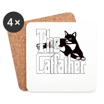 Cat Dad The Catfather Crazy Cat Father Kitty Daddy - Untersetzer (4er-Set) - Weiß - Vorne