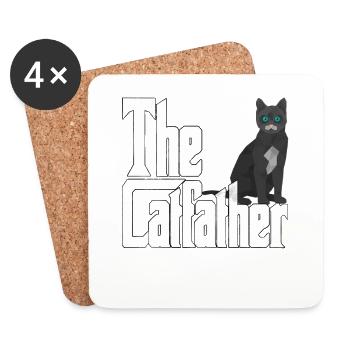 Cat Dad The Catfather Crazy Cat Father Kitty Daddy - Dessous de verre (lot de 4) - blanc - Devant