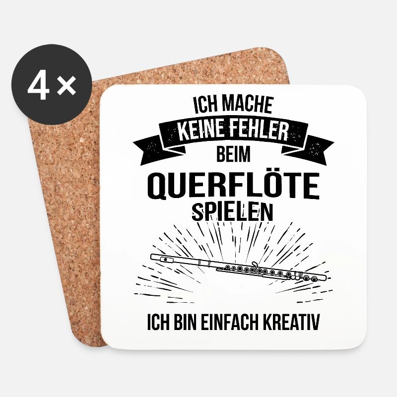 Querflöte Querflötenspieler Querflötist - Untersetzer (4er-Set) - Weiß