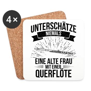 Querflöte Querflötenspieler Querflötist - Untersetzer (4er-Set) - Weiß - Vorne