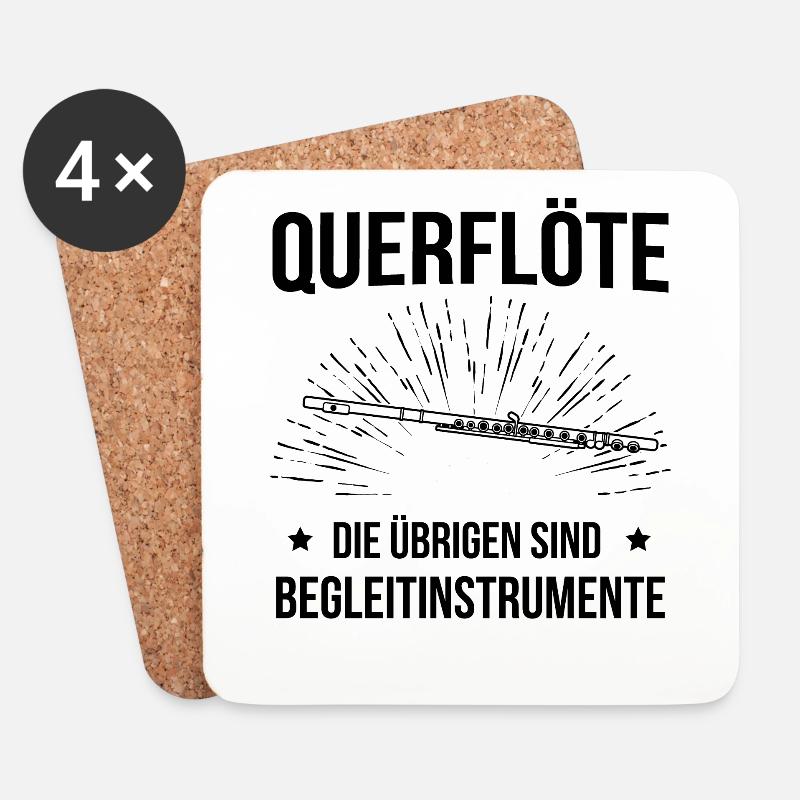 Querflöte Querflötenspieler Querflötist - Untersetzer (4er-Set) - Weiß