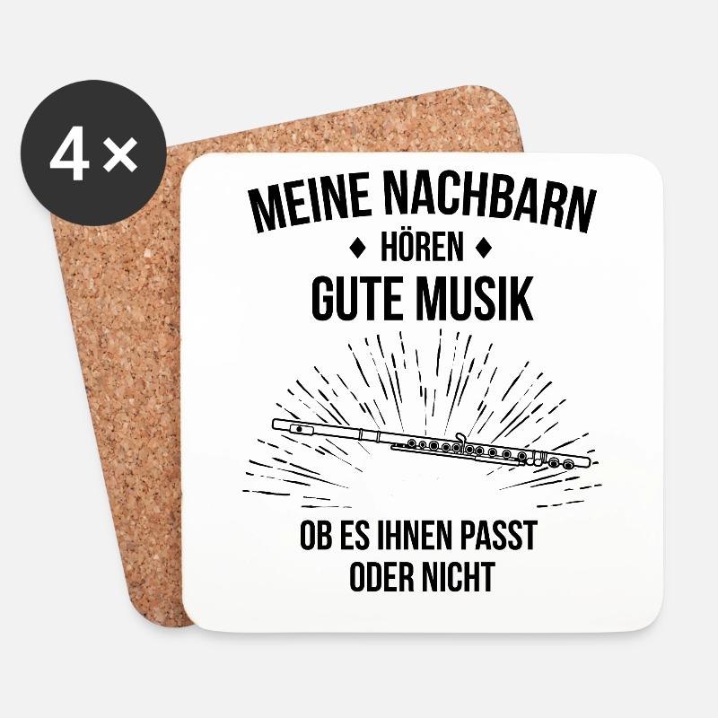 Querflöte Querflötenspieler Querflötist - Untersetzer (4er-Set) - Weiß