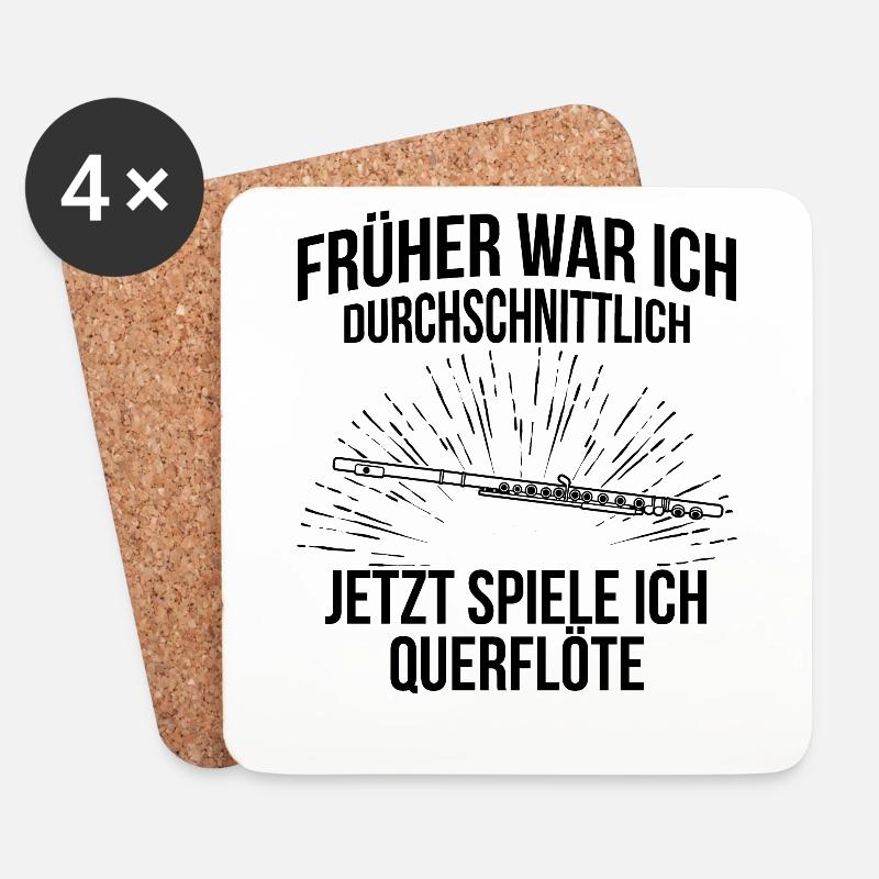 Querflöte Querflötenspieler Querflötist - Untersetzer (4er-Set) - Weiß