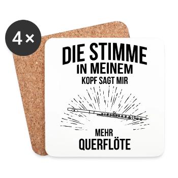 Querflöte Querflötenspieler Querflötist - Untersetzer (4er-Set) - Weiß - Vorne