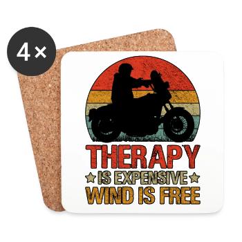 Therapie ist teuer Wind ist kostenlos Motorrad - Untersetzer (4er-Set) - Weiß - Vorne
