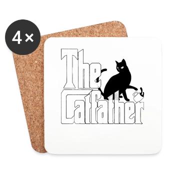 Cat Dad The Catfather Crazy Cat Father Kitty Daddy - Dessous de verre (lot de 4) - blanc - Devant