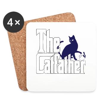 Cat Dad The Catfather Crazy Cat Father Kitty Daddy - Dessous de verre (lot de 4) - blanc - Devant