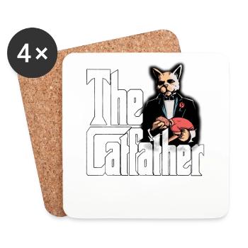 Cat Dad The Catfather Crazy Cat Father Kitty Daddy - Dessous de verre (lot de 4) - blanc - Devant