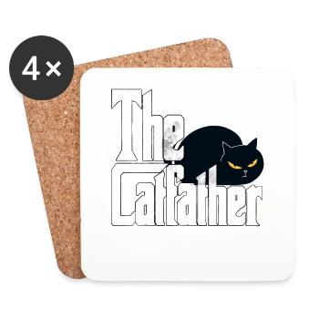 Cat Dad The Catfather Crazy Cat Father Kitty Daddy - Dessous de verre (lot de 4) - blanc - Devant