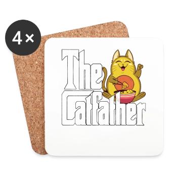 Cat Dad The Catfather Crazy Cat Father Kitty Daddy - Dessous de verre (lot de 4) - blanc - Devant