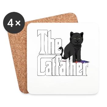 Cat Dad The Catfather Crazy Cat Father Kitty Daddy - Dessous de verre (lot de 4) - blanc - Devant