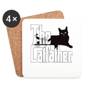 Cat Dad The Catfather Crazy Cat Father Kitty Daddy - Dessous de verre (lot de 4) - blanc - Devant