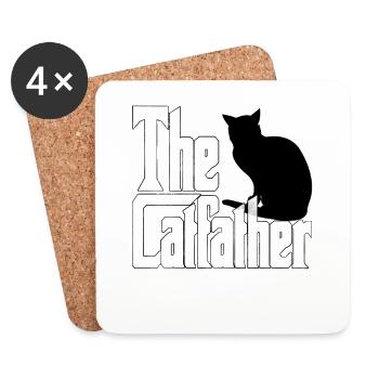 Cat Dad The Catfather Crazy Cat Father Kitty Daddy - Dessous de verre (lot de 4) - blanc - Devant