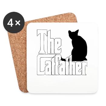Cat Dad The Catfather Crazy Cat Father Kitty Daddy - Dessous de verre (lot de 4) - blanc - Devant