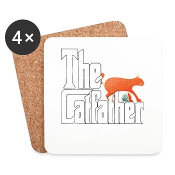 Cat Dad The Catfather Crazy Cat Father Kitty Daddy - Dessous de verre (lot de 4) - blanc - Devant
