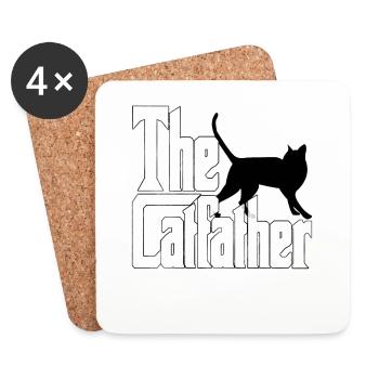 Cat Dad The Catfather Crazy Cat Father Kitty Daddy - Dessous de verre (lot de 4) - blanc - Devant
