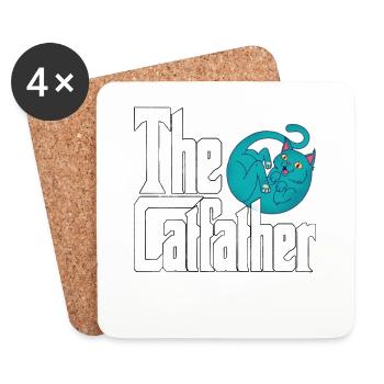 Cat Dad The Catfather Crazy Cat Father Kitty Daddy - Dessous de verre (lot de 4) - blanc - Devant