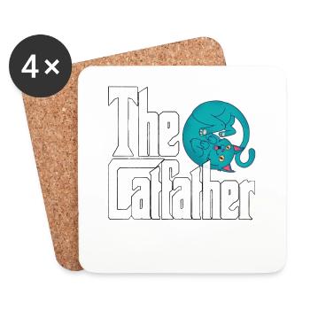 Cat Dad The Catfather Crazy Cat Father Kitty Daddy - Dessous de verre (lot de 4) - blanc - Devant