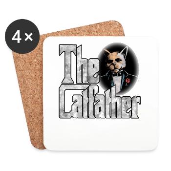 Cat Dad The Catfather Crazy Cat Father Kitty Daddy - Dessous de verre (lot de 4) - blanc - Devant