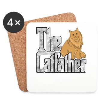 Cat Dad The Catfather Crazy Cat Father Kitty Daddy - Dessous de verre (lot de 4) - blanc - Devant