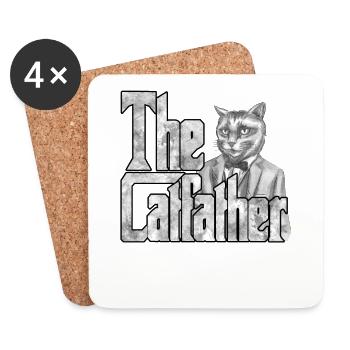Cat Dad The Catfather Crazy Cat Father Kitty Daddy - Dessous de verre (lot de 4) - blanc - Devant