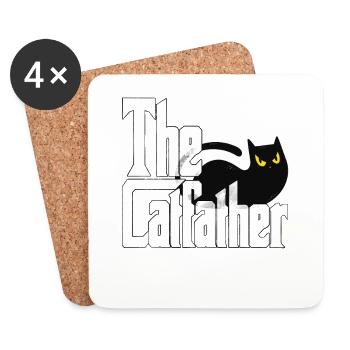 Cat Dad The Catfather Crazy Cat Father Kitty Daddy - Dessous de verre (lot de 4) - blanc - Devant