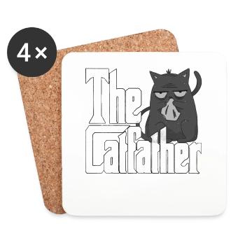 Cat Dad The Catfather Crazy Cat Father Kitty Daddy - Dessous de verre (lot de 4) - blanc - Devant