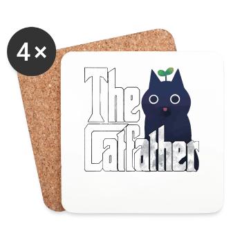 Cat Dad The Catfather Crazy Cat Father Kitty Daddy - Dessous de verre (lot de 4) - blanc - Devant