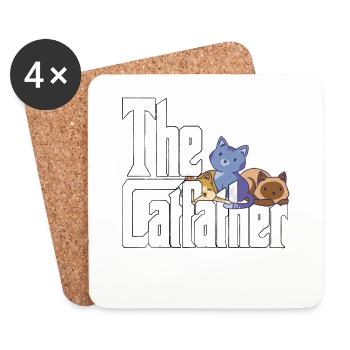 Cat Dad The Catfather Crazy Cat Father Kitty Daddy - Dessous de verre (lot de 4) - blanc - Devant