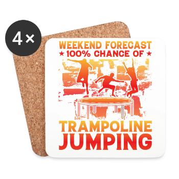 Prévisions du week-end 100% de chance de Trampoline Jump - Dessous de verre (lot de 4) - blanc - Devant