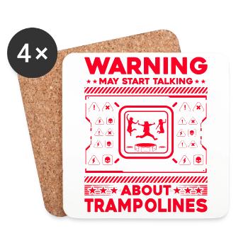 Warning may start talking about trampolines - Coasters (set of 4) - white - Front