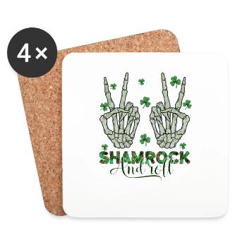 Irlande irlandaise Green Shamrock And Roll St Patrick Day - Dessous de verre (lot de 4) - blanc - Devant