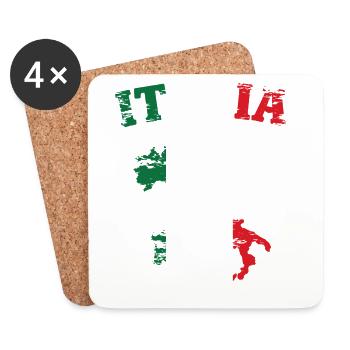 Italy Map Flag Used - Coasters (set of 4) - white - Front