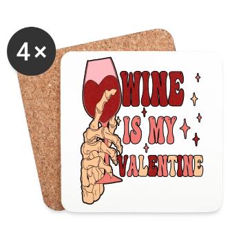 Wein ist mein Valentinstag Anti-Valentinstag - Untersetzer (4er-Set) - Weiß - Vorne