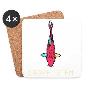 Neon Koi Carpe Diem - Coasters (set of 4) - white - Front