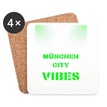 München City Vibes - Disco, Techno, Party, Club - Untersetzer (4er-Set) - Weiß - Vorne