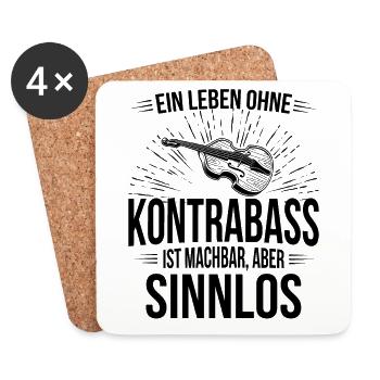 Kontrabass Kontrabassspieler Kontrabassist - Untersetzer (4er-Set) - Weiß - Vorne