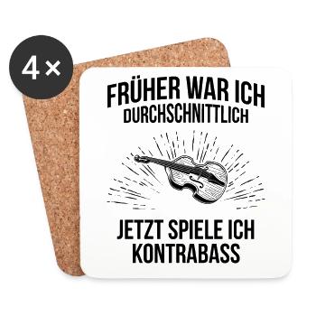 Kontrabass Kontrabassspieler Kontrabassist - Untersetzer (4er-Set) - Weiß - Vorne