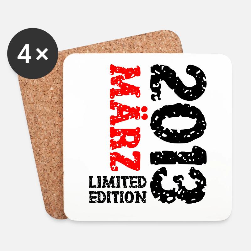 2013 März Limited Edition Geburtstag Geschenk - Untersetzer (4er-Set) - Weiß
