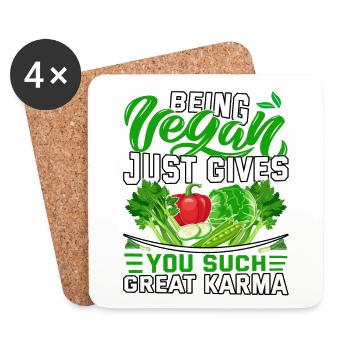 Being vegan just gives you such great karma - Coasters (set of 4) - white - Front
