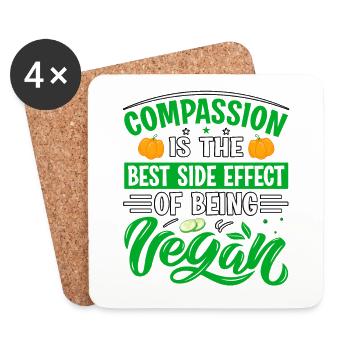 La compassion est le meilleur effet secondaire d’être végétalien - Dessous de verre (lot de 4) - blanc - Devant
